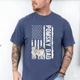 Pomsky Dad American Flag Pomsky Owner Pomsky Lover Men's Comfort Colors T-Shirt Blue Jean