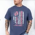 Proud New Dad New Girl Baby First Fathers Day American Flag Men's Comfort Colors T-Shirt Blue Jean