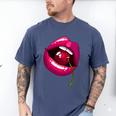 Rainbow Lips With a Cherry In The Mouth 80s Nostalgia Premium Tri-Blend Men's Comfort Colors T-Shirt Blue Jean Rainbow Lips With a Cherry In The Mouth 80s Nostalgia Premium Tri-Blend Men's Comfort Colors T-Shirt Blue Jean