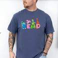 Reading Dinosaur T Rex Dino Book Lover Men's Comfort Colors T-Shirt Blue Jean