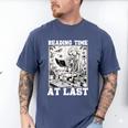 Reading Time At Last Book Lover Introvert Skeleton Reading Men's Comfort Colors T-Shirt Blue Jean