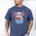Readsalotl Axolotl Reading Book Lover Reading Pocket Axolotl Men's Comfort Colors T-Shirt Blue Jean