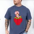 Strawberry Shortcake Sitting On Strawberry Retro Nostalgia Men's Comfort Colors T-Shirt Blue Jean