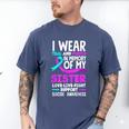 Teal & Purple In Memory Of My Sister Suicide Prevention Men's Comfort Colors T-Shirt Blue Jean