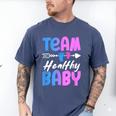 Team Healthy Baby Gender Reveal Pregnancy Mom Dad Men's Comfort Colors T-Shirt Blue Jean