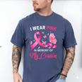 I Wear Pink In Memory Of My Cousin Breast Cancer Awareness Men's Comfort Colors T-Shirt Blue Jean