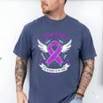 I Wear Purple In Memory Of My Mom Alzheimers Awarenesss Men's Comfort Colors T-Shirt Blue Jean