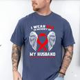 I Wear Red In Memory Of My Husband Heart Disease Awareness Men's Comfort Colors T-Shirt Blue Jean