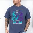 I Wear Teal And Purple In Memory Of My Mom Men's Comfort Colors T-Shirt Blue Jean I Wear Teal And Purple In Memory Of My Mom Men's Comfort Colors T-Shirt Blue Jean