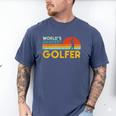 Worlds Okayest Golfer Retro Golf Joke Dad Men Women Kids Men's Comfort Colors T-Shirt Blue Jean