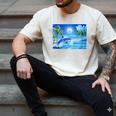 Frutiger Aero Dolphin Sunset Ocean With Palm Trees Y2k Men's Comfort Colors T-Shirt Ivory