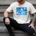 Frutiger Aero Dolphin Sunset Ocean With Palm Trees Y2k Premium Men's Comfort Colors T-Shirt Ivory Frutiger Aero Dolphin Sunset Ocean With Palm Trees Y2k Premium Men's Comfort Colors T-Shirt Ivory