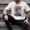 I'd Rather Be Fishing Bass Fish Dad Joke American Flag Men's Comfort Colors T-Shirt Ivory