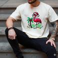 Nostalgia Holiday Tees -Adult Christmas Flamingo Small Short Sleeve Crew Neck Cotton Polyester Lightweight Ribbed Cuff Winter Men's Comfort Colors T-Shirt Ivory