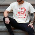Ribbon Blood Cancer Angel Memory Support Dad Mom Red Men's Comfort Colors T-Shirt Ivory