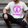 I Wear Purple In Memory Of Friend Alzheimers Heart Graphic Men's Comfort Colors T-Shirt Ivory