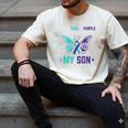 I Wear Teal Purple In Memory Of My Son Suicide Awareness Premium Tri-Blend Men's Comfort Colors T-Shirt Ivory