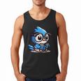 Adorable Book Lover Blue Jay With Reading Glasses Cute Men Tank Top