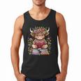 Cute Baby Highland Cow With Reading Book Bookworm Men Tank Top
