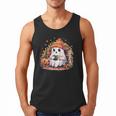 Cute Ghost Drinking Coffee Halloween Reading Book Retro Men Tank Top