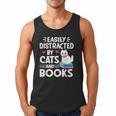 Easily Distracted By Cats And Books Cute Cat And Book Lovers Men Tank Top