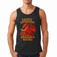 Easily Distracted By Dragons And Books Reading Men Tank Top
