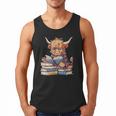 Highland Cow Reading Book Librarian Library Men Tank Top