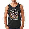 Leave Me Alone Skeleton Reading Book Floral Moon Librarian Men Tank Top