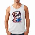 Adorable Book Lover Bulldog With Reading Glasses Cute Raglan Baseball Tee Men Tank Top
