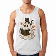 Books Ghost Reading Book Halloween Library Cat Fall Men Tank Top