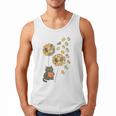 Cute Reading Cat With Kitten Dandelion Flowers Book Lover Men Tank Top