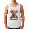 Highland Cow Reading Book Bookworm Men Tank Top