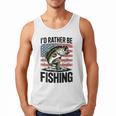 I'd Rather Be Fishing Bass Fish Dad Joke American Flag Men Tank Top
