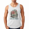 Leer ES Poder Cute Floral Spanish Teacher Book Reading Men Tank Top