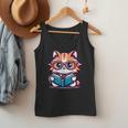 Adorable Book Lover Maine Coon Cat With Reading Glasses Cute Men Tank Top