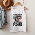 I'd Rather Be Fishing Bass Fish Dad Joke American Flag Men Tank Top