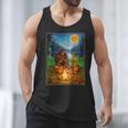Bigfoot And Alien Reading Books Campfire Halloween Men Tank Top