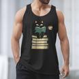 Cat Reading Book Men Tank Top