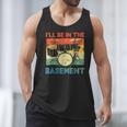 Drumming Basement Drum Set Drummer Rock Dad Grandpa Men Tank Top