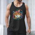 Open Book With Colorful Floral Reading Magic Men Tank Top