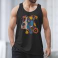 Pitbull Floral Dog Lover Vintage Flower Art Pitbull Mom Dad Men Tank Top