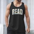 Retro Read Floral Reading Bookworm Librarian Book Lover Men Tank Top