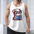 Adorable Book Lover Bulldog With Reading Glasses Cute Raglan Baseball Tee Men Tank Top