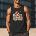 Christmas Gingerbread Man Reading Book Snowflake Teacher Men Tank Top