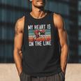 My Heart Is On The Line Football Mom Dad Offensive Lineman Men Tank Top