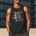 Pitbull Floral Dog Lover Vintage Flower Art Pitbull Mom Dad Men Tank Top