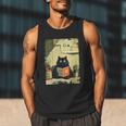 Vintage Japanese Cat Book Lovers Librarian Cat Dad Teacher Men Tank Top