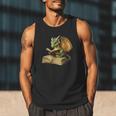 Women's Dragon Bookworm Reading Book Graphic Men Tank Top Women's Dragon Bookworm Reading Book Graphic Men Tank Top