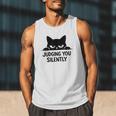 Cat For Cat Lover Mom Dad Cat Judging You Silently Men Tank Top