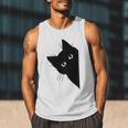 Curious Cat Peeking Sneaky Cat Cat Mom Cat Dad Men Tank Top